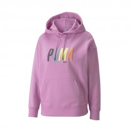 Puma Felpa Con Cappuccio Logo Fuxia Donna