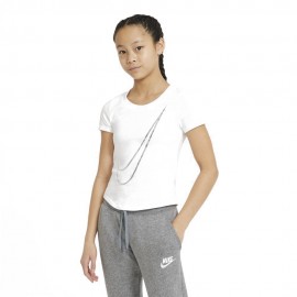 Nike T-Shirt Big Swoosh Bianco Bambina