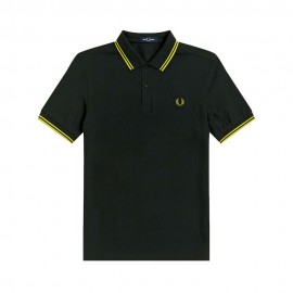 Fred Perry Polo Collo Bordino Nero Giallo Uomo