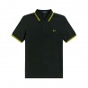 Fred Perry Polo Collo Bordino Nero Giallo Uomo