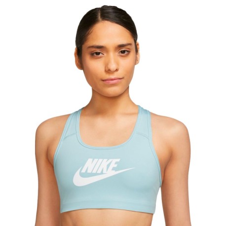 Nike Reggiseno Sportivo Sostegno Medio Logo Azzurro Donna