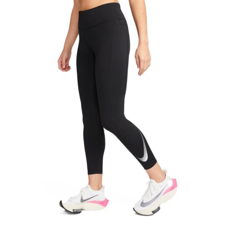 Nike Tight Swoosh 7 8 Nero Reflective Argento Donna