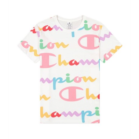 Champion T-Shirt Multilogo Bianco Donna