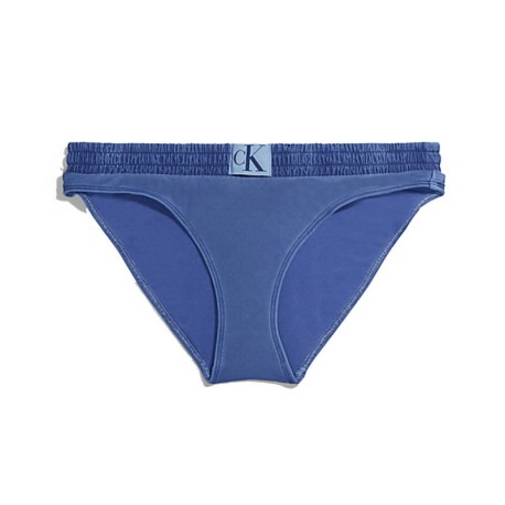 Calvin Klein Costume Slip Delavato Logo Parlato Blu Donna