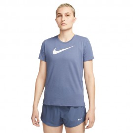 Nike Maglietta Palestra Logo Azzurro Donna