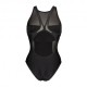 Arena Costume Intero Piscina Mesh Panel Nero Donna