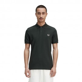 Fred Perry Polo Tinta Unita Logo Nero Uomo