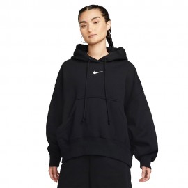 Nike Felpa Con Cappuccio Logo Centrale Nero Donna