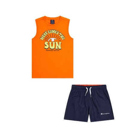 Champion Completo Sportivo Gilet + Shorts Arancione Bambino