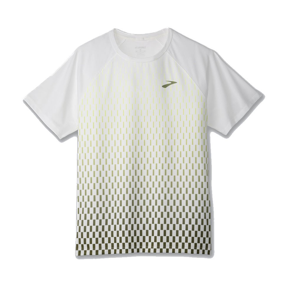 brooks t-shirt running atmosphere bianco verde s uomo