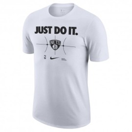 Nike Maglia Basket Nba Nets Just Do It Bianco Nero Uomo