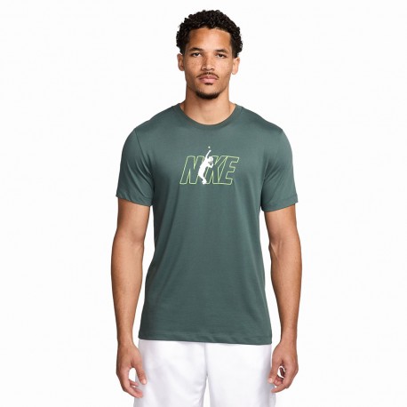 Nike Maglia Tennis Court Scritta Verde Uomo