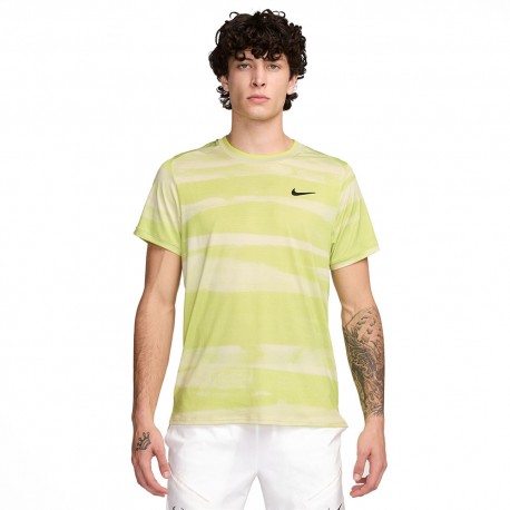 Nike T-Shirt Tennis Dri-Fit Advantage Printed Giallo Uomo