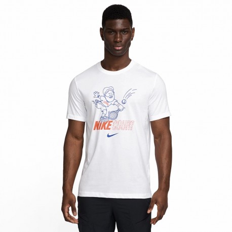 Nike T-Shirt Tennis Tennis Court Cotton Bianco Uomo