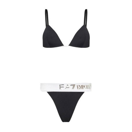 Ea7 Bikini Triangolo Tinta Unita Nero Donna