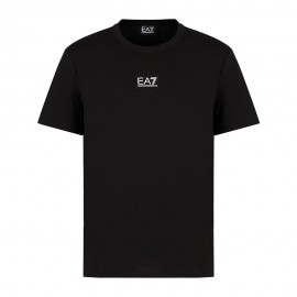 Ea7 T-Shirt Logo Centrale Bianco Nero Uomo