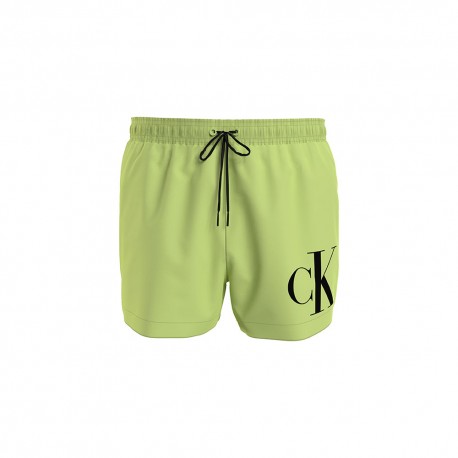 Calvin Klein Costume Boxer Corto Big Logo Lime Uomo