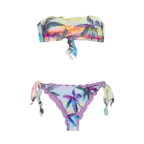 Effek Bikini Sbambolato Fascia Palme Multicolore Donna