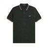 Fred Perry Polo Mezza Manica Logo Con Bordino Verde Uomo