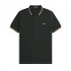 Fred Perry Polo Mezza Manica Logo Con Bordino Verde Uomo