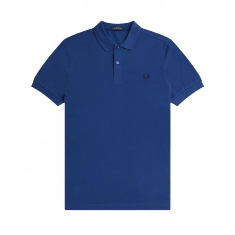 Fred Perry Polo Mezza Manica Tinta Unita Blu Uomo