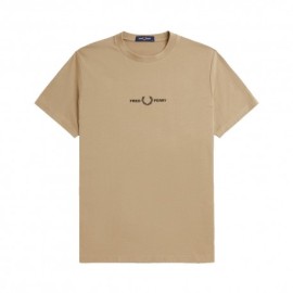 Fred Perry T-Shirt Logo Centrale Beige Uomo