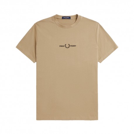 Fred Perry T-Shirt Logo Centrale Beige Uomo