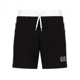 Ea7 Pantaloncini Bianco Logo Nero Uomo