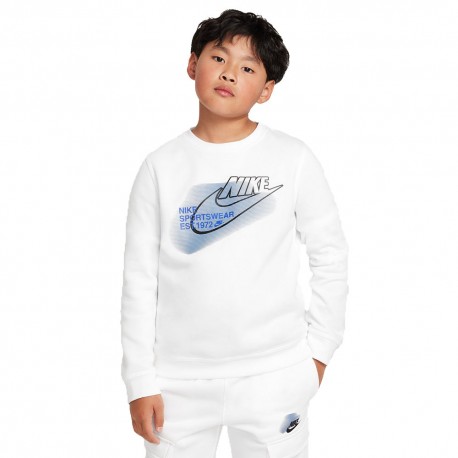 Nike Felpa Girocollo Logo Bianco Bambino