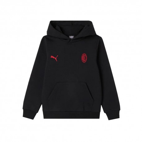 Puma Felpa Calcio Ac Milan Ess Nero Rosso Bambino