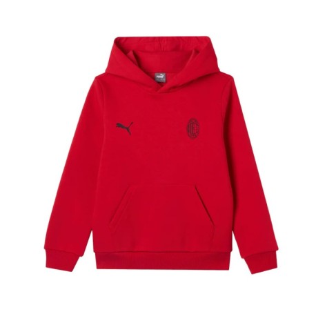 Puma Felpa Calcio Ac Milan Ess Rosso Nero Bambino