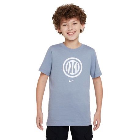 Nike Maglia Maniche Corte Inter Crest Grigio Bianco Bambino