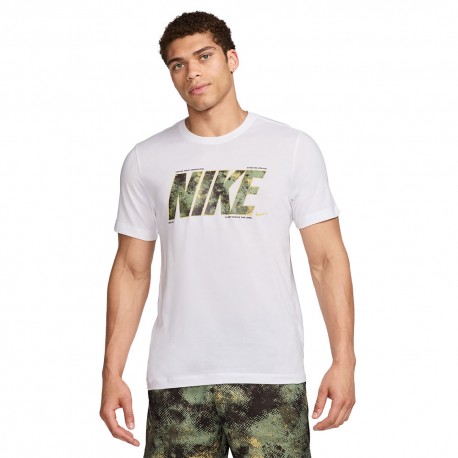 Nike Maglietta Palestra Logo Camou Bianco Uomo