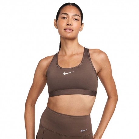 Nike Reggiseno Sportivo Medium Support Logo Marrone Donna