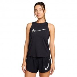 Nike Canotta Running One Swoosh Nero Bianco Donna