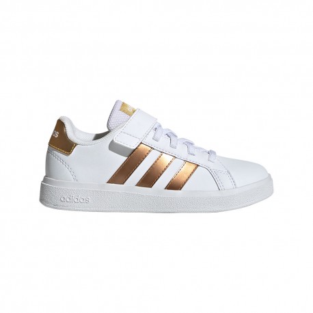 ADIDAS Grand Court 2.0 El K Ps Bianco Oro - Sneakers Bambina