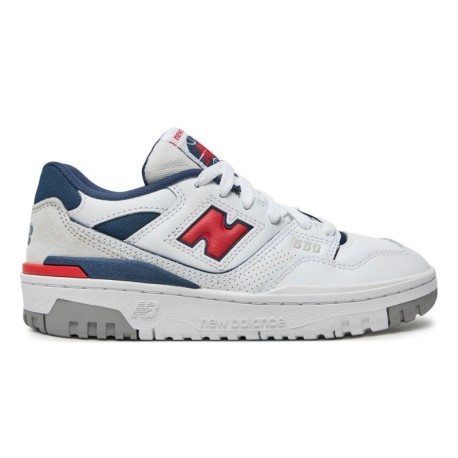 New Balance 550 Lea Gs Bianco Rosso - Sneakers Bambino