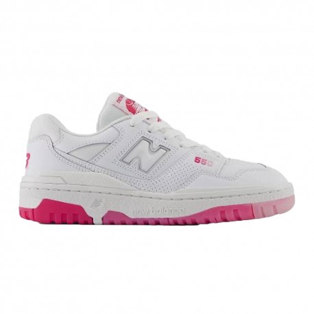 New Balance 550 Lea Gs Bianco Fuxsia - Sneakers Bambina