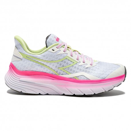 Diadora Equipe Nucleo Bianco Rosa Fluo Shadow Lime - Scarpe Running Donna