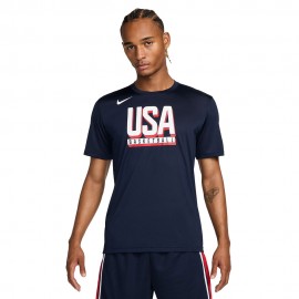 Nike T-Shirt Basket Usa Practice Blu Bianco Uomo