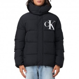 Calvin Klein Piumino Big Logo Con Cappuccio Nero Uomo