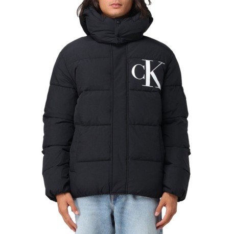 Calvin Klein Piumino Big Logo Con Cappuccio Nero Uomo