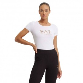 Ea7 T-Shirt Big Logo Bianco Donna