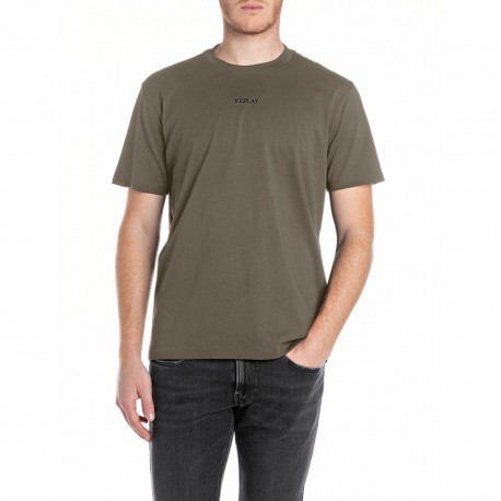 Replay T-Shirt Logo Piccolo Verde Uomo