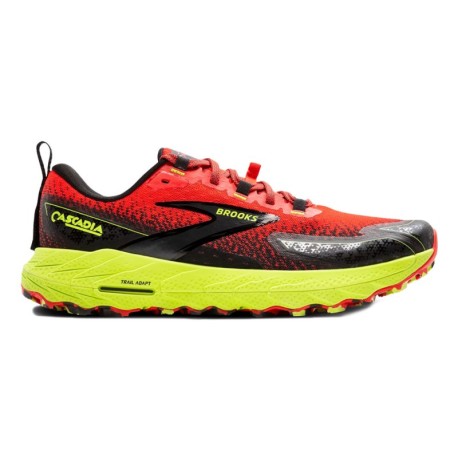 Brooks Cascadia 18 Cherry Tomato Lime Nero - Scarpe Trail Running Uomo