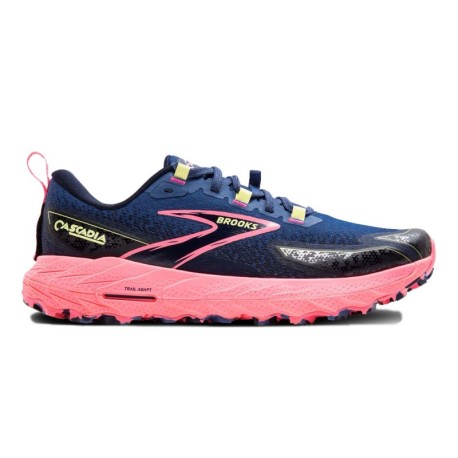 Brooks Cascadia 18 Grigio Blue Rosa Sunny Lime - Scarpe Trail Running Donna