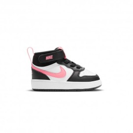 Nike Court Borough Mid 2 Td Bianco Nero Rosa - Sneakers Bambina