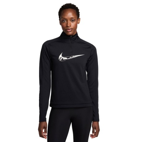 Nike Maglia Manica Lunga Hz Mid Nero Bianco Donna