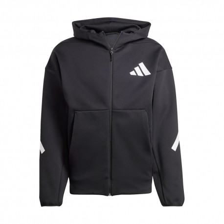 ADIDAS Felpa Palestra Full Zip Con Cappuccio Nero Uomo