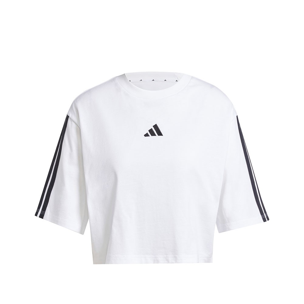 Image of ADIDAS Cropped T-Shirt Essentials Tristripe Bianco Donna M068